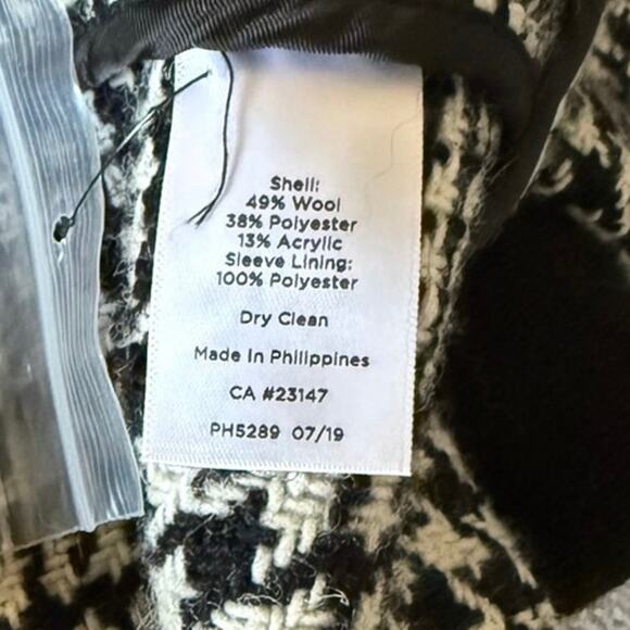 Talbots wool blazer jacket black white houndstooth 12 - Picture 6 of 8